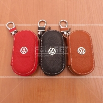 Чехол для ключей с эмблемой и выдавленной надписью Volkswagen, цвет: черный, красный, коричневый.
