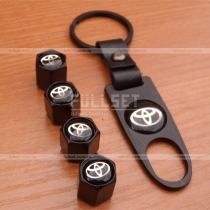 Комплект черных колпачков на ниппеля Toyota с брелком  