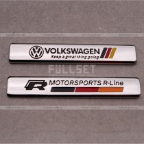 Хромированный стальной значок Volkswagen, R-line (размер: 8 см на 2 см)