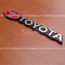 Декоративная надпись Toyota, матовый хром на черном фоне (размер: 15,5 см на 2 см)