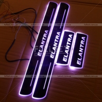 Декоративные накладки на порожки с неоновой подсветкой Elantra