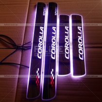 Декоративные накладки на салонные порожки с неоновой подсветкой Corolla